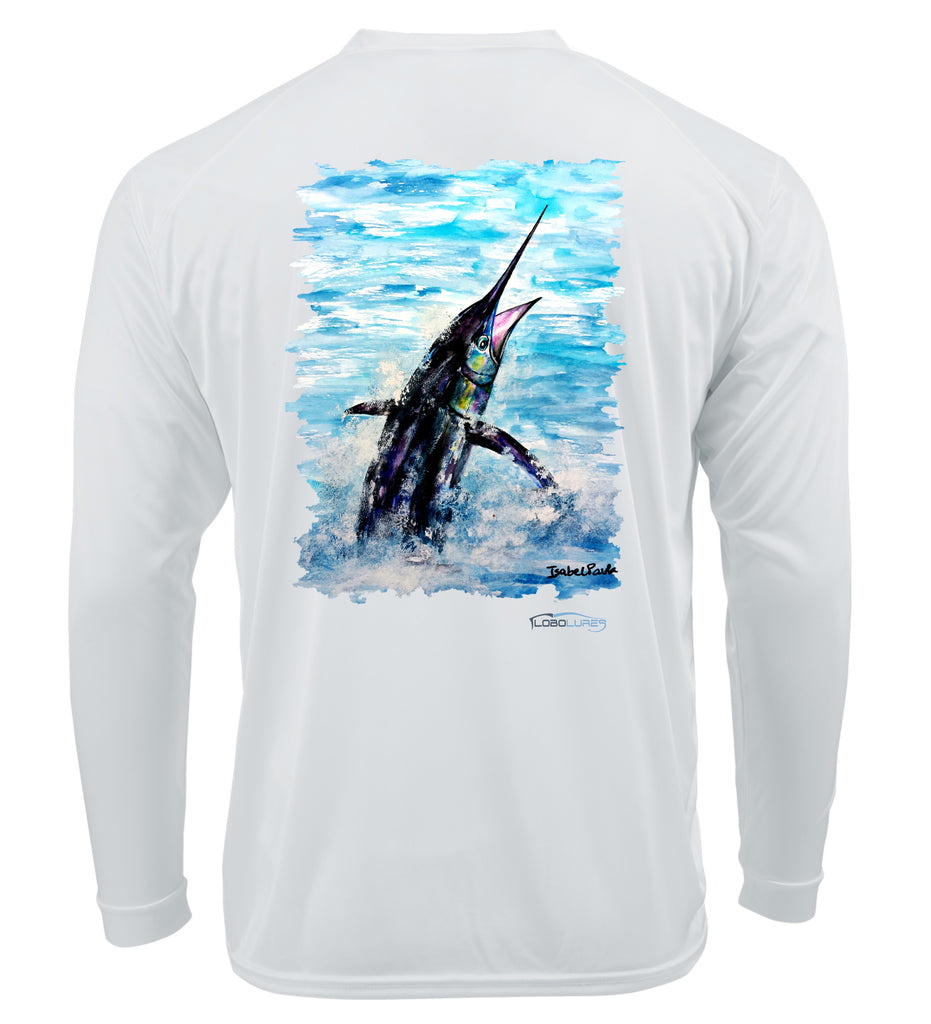 Lobo Lures Pacific Fly Rash Guard LS Performance UPF 50 Unisex Shirt, Lobo Lures Marlin TShirt, Marlin Fishing T-shirt, Fishing T-Shirt, Fishing Gift Idea, Fishing T-Shirt, Big Gam Fishing T-Shirt