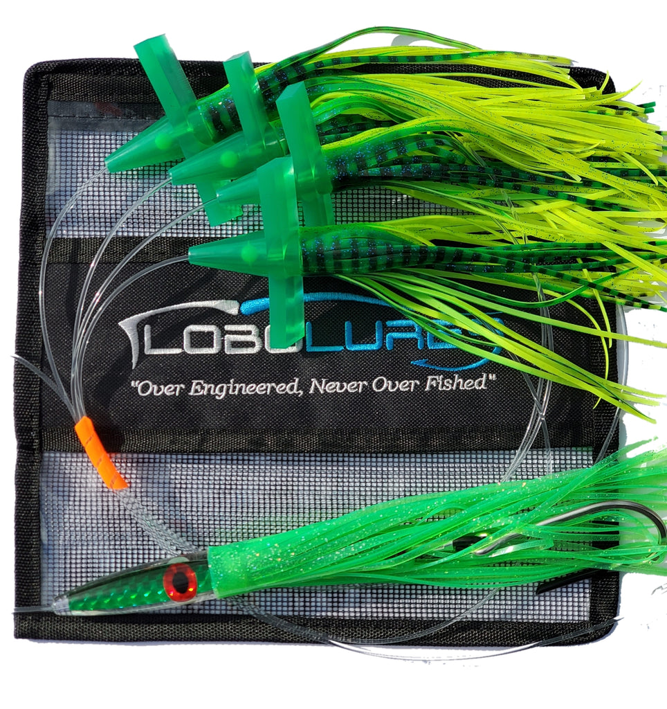 Lobo Lures #222 Green Machine Tuna Bullet Commotion Splash Daisy Chain Tuna Daisy Chain, Tuna Lures, Bost Lures, Black Bart Lures, Chatter, Sterling Tackle