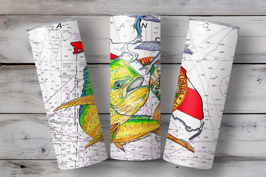 fish lure tumblers Lobo Lures Florida Mahi Chart Series Super Glow 20 oz. Skinny Tumbler