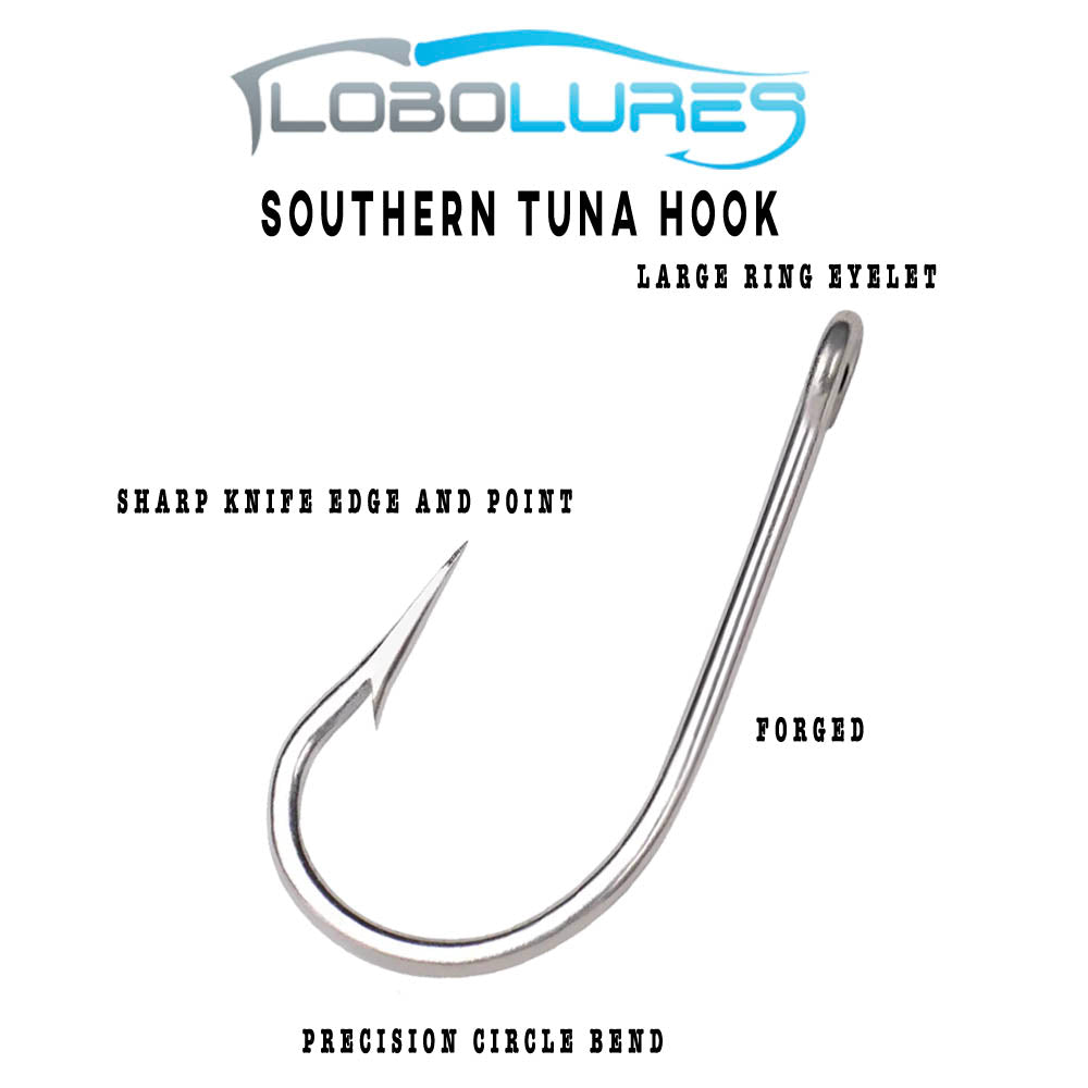Lobo Lures 10 Pack Big Game Southern Tuna Hooks  6/0 - 12/0 Mustad hooks, mustad hook, Marlin Hooks, Tuna hooks, tuna hook, cheap hooks, good hooks, Logo Lures hooks, amazon hooks, wholesale hooks