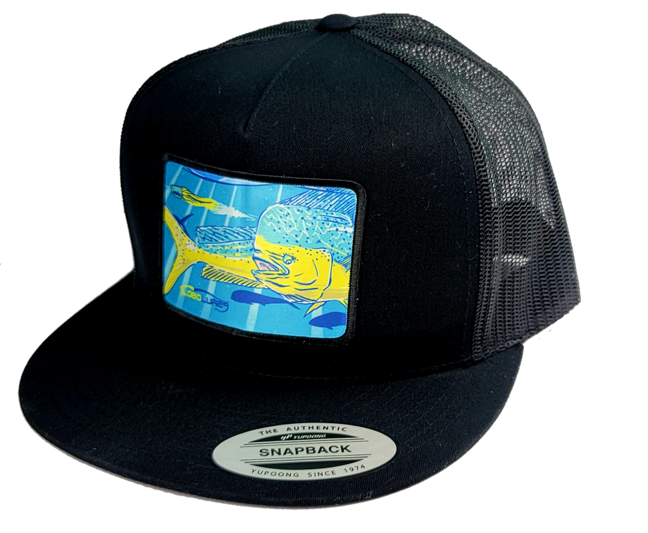 LPG Apparel Co. Marlin Surface Breaker Classic Snapback Flat Brim Trucker Hat I Lobo Lures