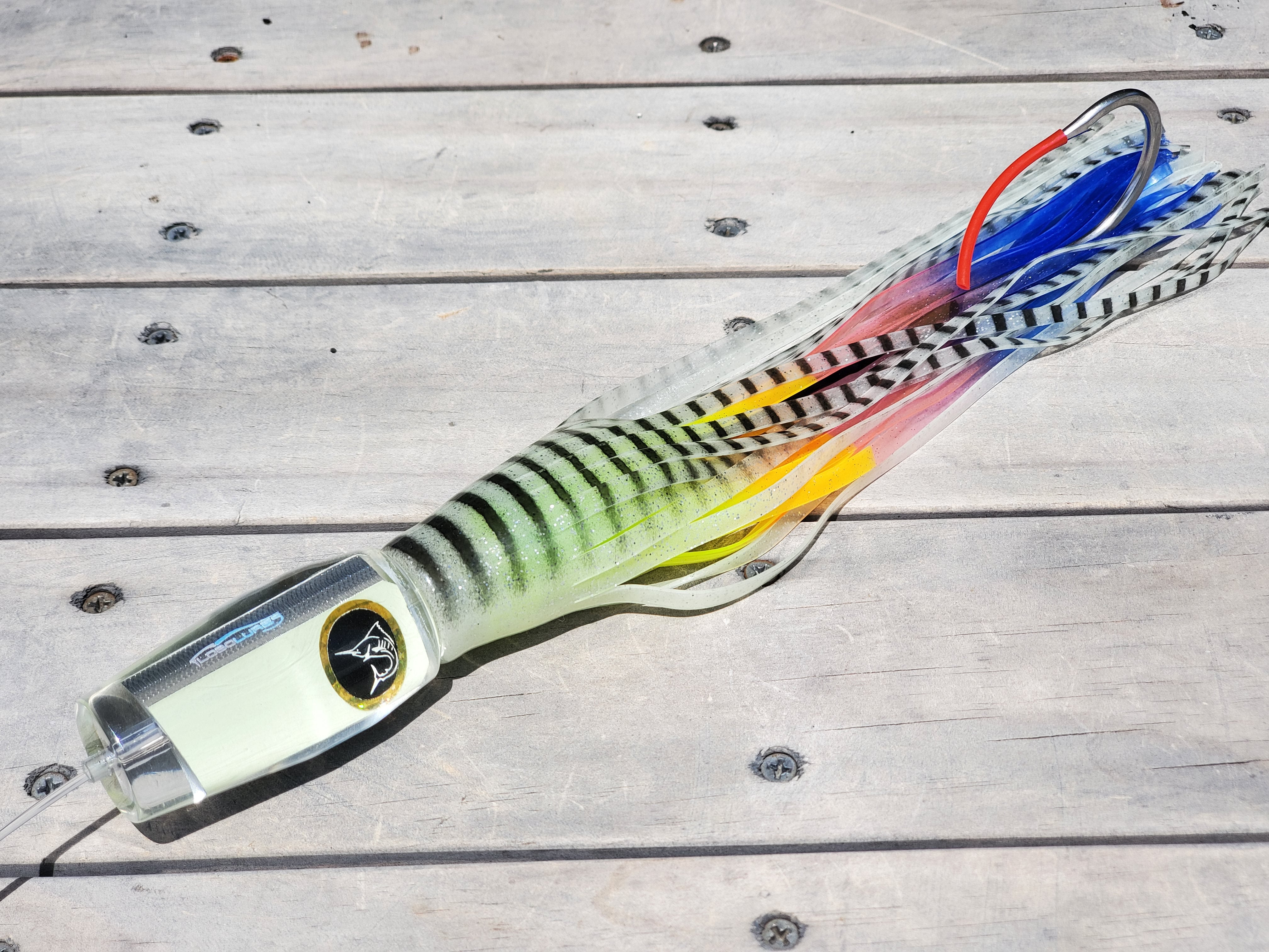 big eye fishing lures Lobo Lures Bigeye Super Glow Trolling Lure Pack, Natural Glow/Rainbow / 10/0 Single I Lobo Lures