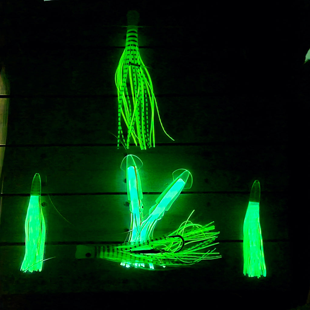 Lobo Lures #311 Super Glow Skipjack Hybrid UV  18" Titanium Spreader Bar Chain, Sterling Tackle, Spreader Bars, Tuna Lures, Tuna Fishing, Bost Lures, Black Bart Lures, Chatter, Skipjack Hybrid, Squidnation, Pakula, LUMO LURES, LUMO