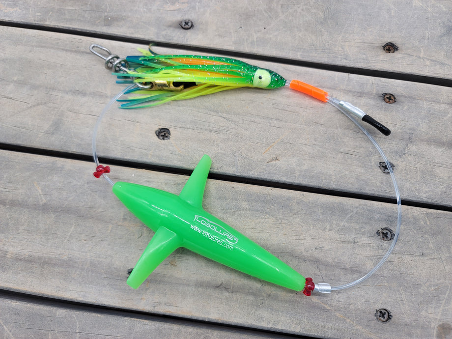 Lobo Lures Super Glow Add-a-Bird Daisy Chain Rig With Corkscrew Quick