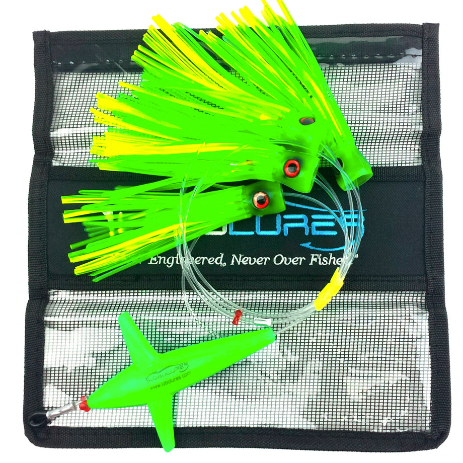 chugger fishing lure Lobo Lures #214 Chugger Game Fish Teaser Daisy Chain Green & Yellow I Lobo Lures
