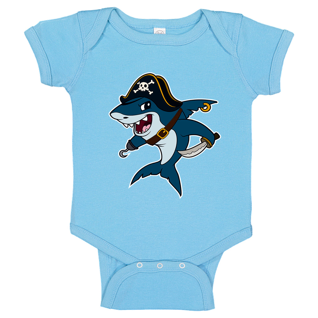 LPG Apparel Co. Cartoon Pirate Shark Baby One-Piece  Bodysuit Baby Shark Onesies, Baby Shark Onesie, Pirate onesie, Baby Fishing T-Shirt, Baby Boy Onesie Toddler fishing onesie