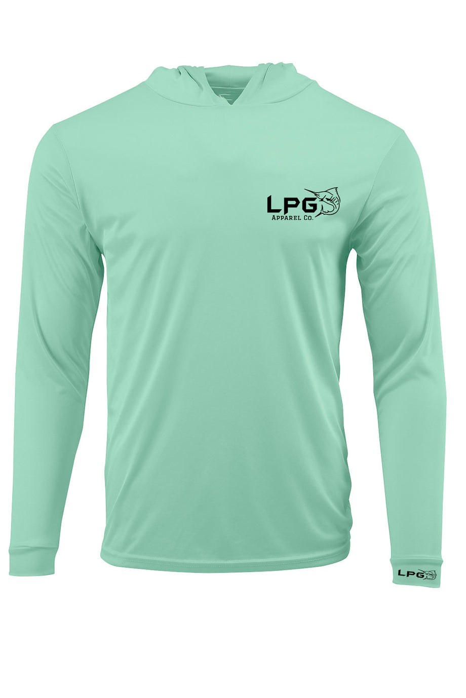 LPG Apparel Co. Performance Fishing Hoodie UPF 50+ Dri-FIT UV Protection Men & Women Long Sleeve T-Shirt Seafoam / XL I Lobo Lures