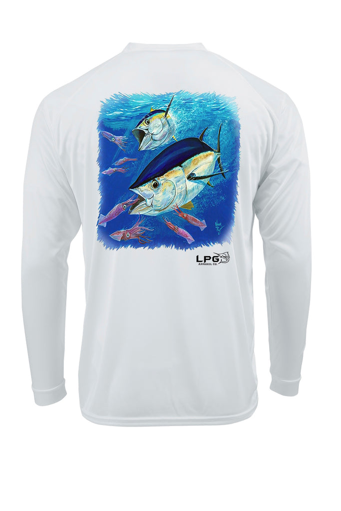 LPG Apparel Co. Bigeye Tuna Hunt Long Sleeve  Performance UPF 50+ T-Shirt Lobo Lures Fishing T-Shirt, Sun Protection T-Shirt, Fishing Tee