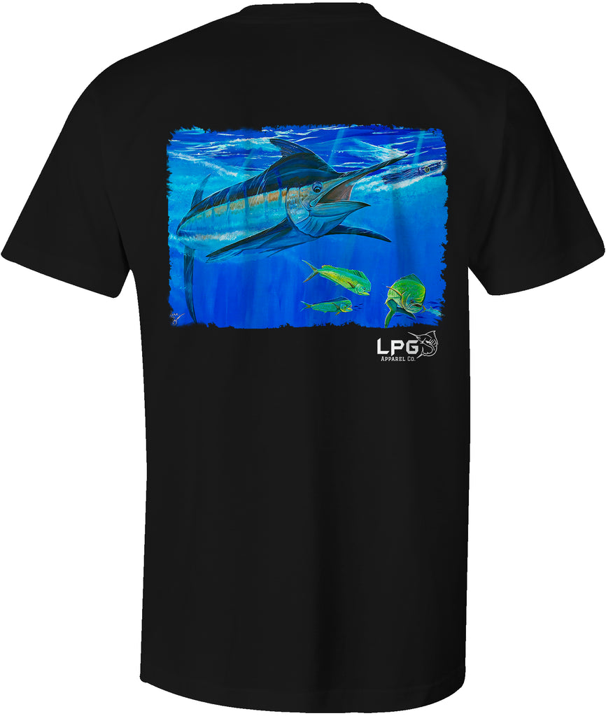 Lobo Lures - LPG Apparel Co. Blue Marline Bill Buster by Mark Ray T-Shirt - LPG APPAREL CO - T-Shirt Fishing T-Shirt, Big Game Fishing T-Shirt