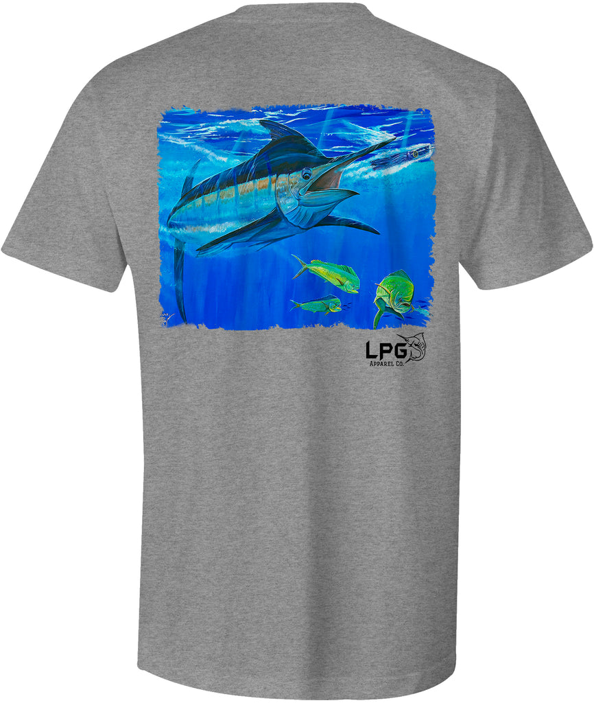 Lobo Lures - LPG Apparel Co. Blue Marline Bill Buster by Mark Ray T-Shirt - LPG APPAREL CO - T-Shirt Fishing T-Shirt, Big Game Fishing T-Shirt