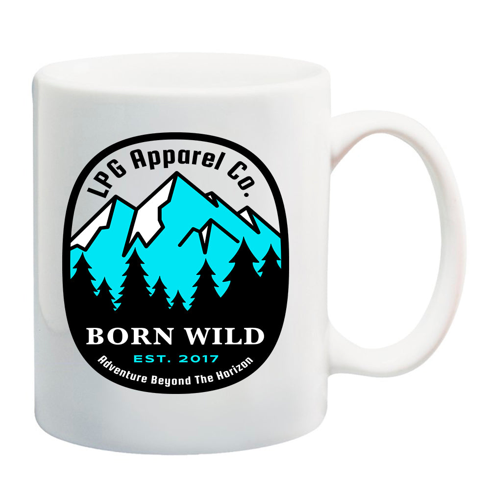 LPG Apparel Co. Born Wild 11 oz. Ceramic Coffee Mug Camping Mug, Mountaineer, Coffee Mug 