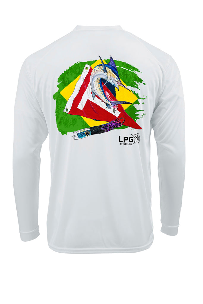 LPG Apparel Co® Tag & Release Brasil Brazil Flag Edition Long Sleeve Performance UPF 50+ T-Shirt, American T-Shirt, Fishing Tee, Fishing T-Shirt, Fourth of July T-shirt, MERICA T-shirt, Fishing Tee, Brazil Fishing, Pescar Camisa,