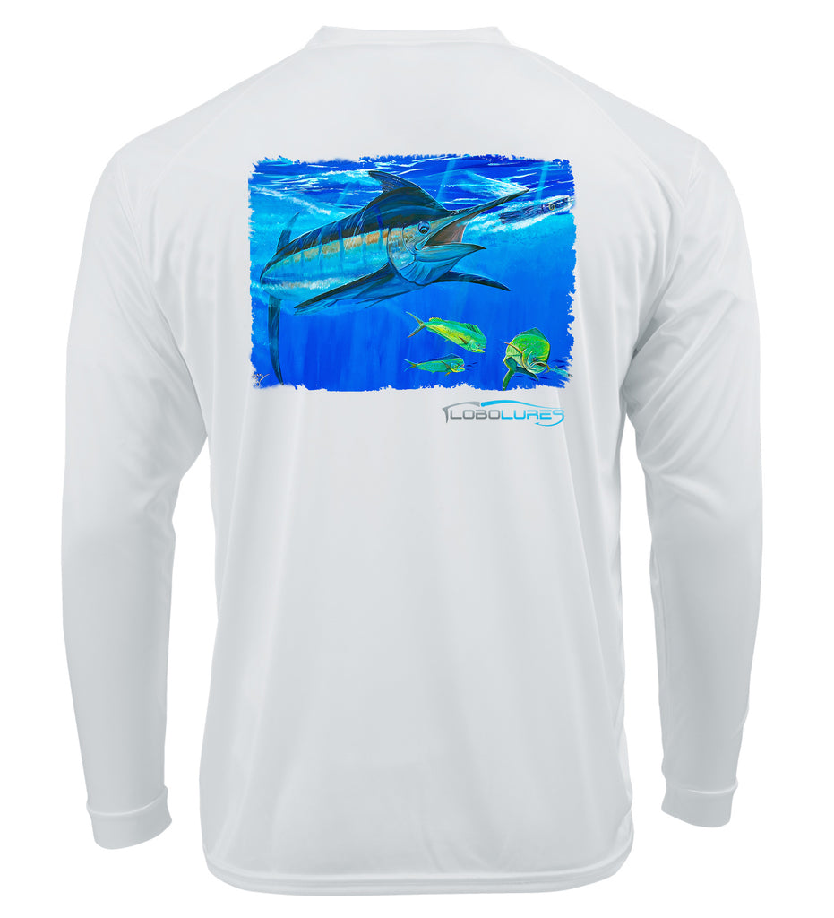 Lobo Lures Blue Marlin Chase Lifestyle Performance UPF50+ T-Shirt, Marlin Fishing T-shirt, Tournament Fishing T-Shirt, Big Rock T-shirt, Marlin T-shirt, Marlin Fishing Tee, Marlin Fishing t-shirt, Performance Fishing T-shirt, Performance T-shirt, Mark Ray Fishing t-shirt