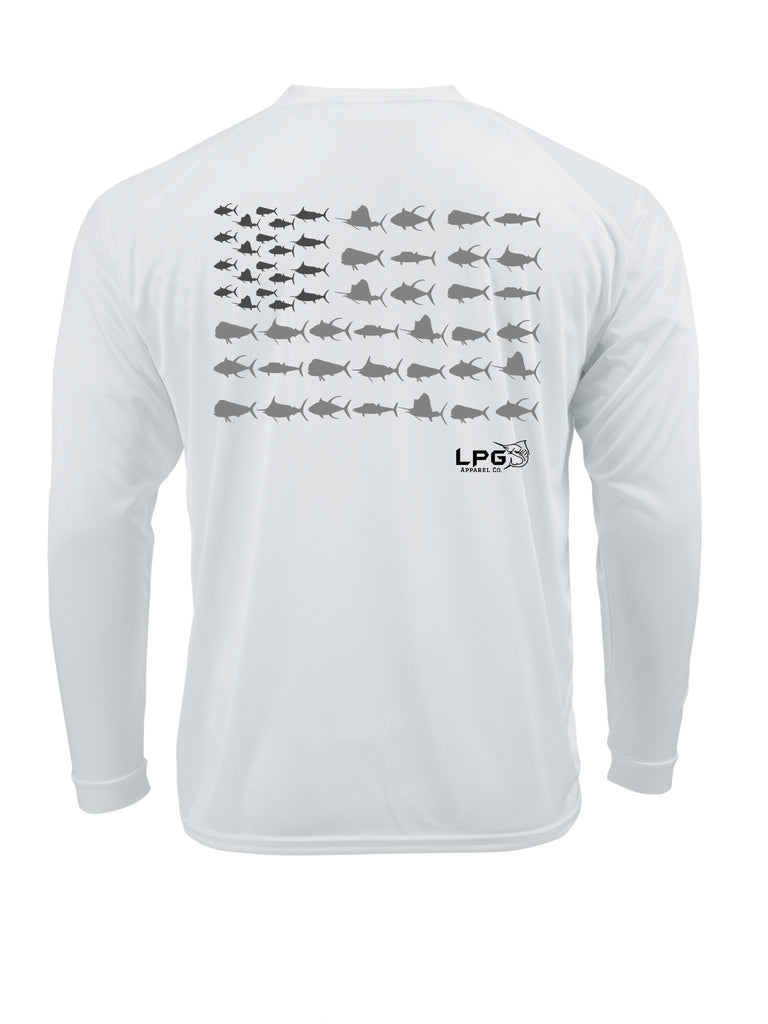 lobo-sportfishing - LPG Americano Patriotic Big Game Fish Edition Long Sleeve Performance UPF 50+  T-Shirt - Lobo Lures - 