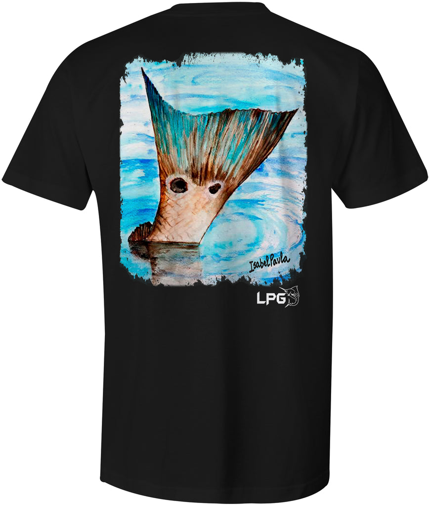 Lobo Lures -LPG Apparel Co. Redfish Tail Cotton T-Shirt, Redfish Fishing Tee, Redfish Tee, Redfish T-Shirt, Florinda T-Shirt