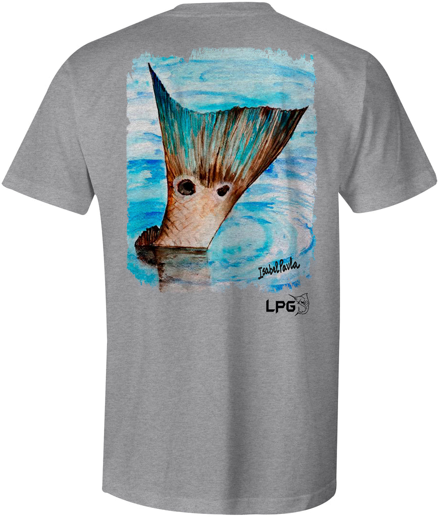Lobo Lures -LPG Apparel Co. Redfish Tail Cotton T-Shirt, Redfish Fishing Tee, Redfish Tee, Redfish T-Shirt, Florinda T-Shirt