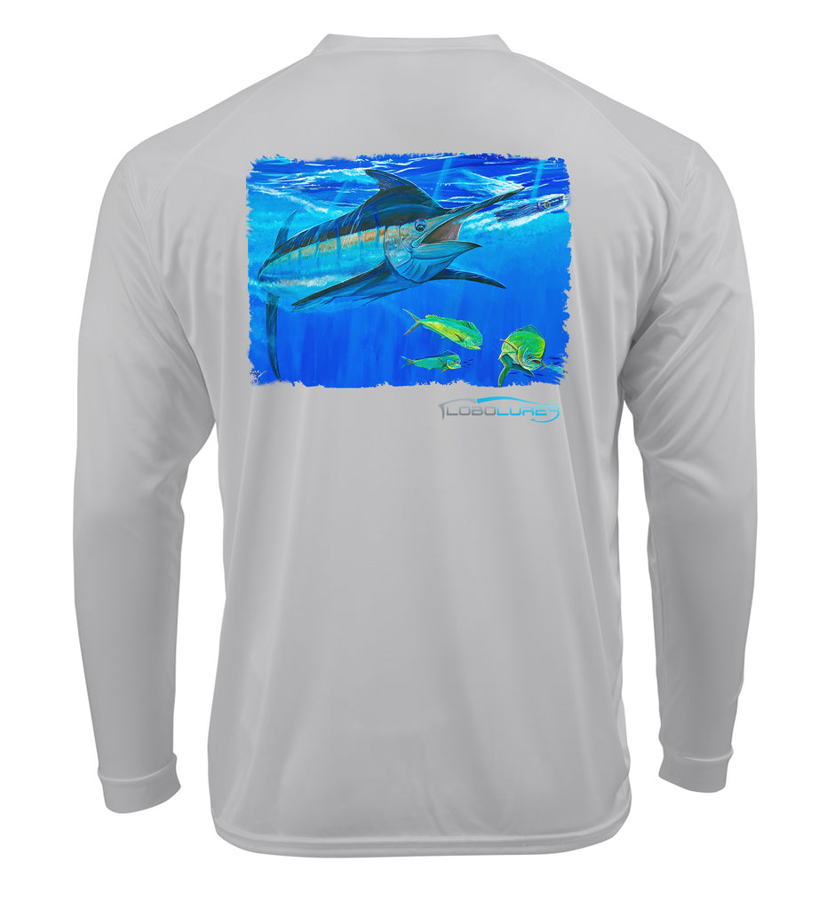 Lobo Lures Blue Marlin Chase Lifestyle Performance UPF50+ T-Shirt, Marlin Fishing T-shirt, Tournament Fishing T-Shirt, Big Rock T-shirt, Marlin T-shirt, Marlin Fishing Tee, Marlin Fishing t-shirt, Performance Fishing T-shirt, Performance T-shirt, Mark Ray Fishing t-shirt