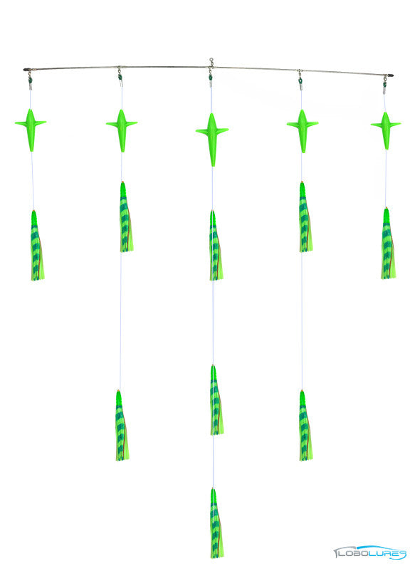 Lobo Lures #222 Green Machine Tuna Bullet Commotion Splash Fishing Daisy Chain 400 Lb Leader 10 0 Hook