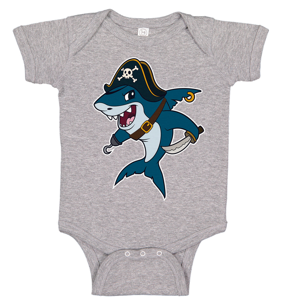 LPG Apparel Co. Pirate Great White Shark Baby One-piece Romper Baby Onesie, Fishing Baby Onesie, Baby Fishing Onesie, Fishing Baby Bodysuit