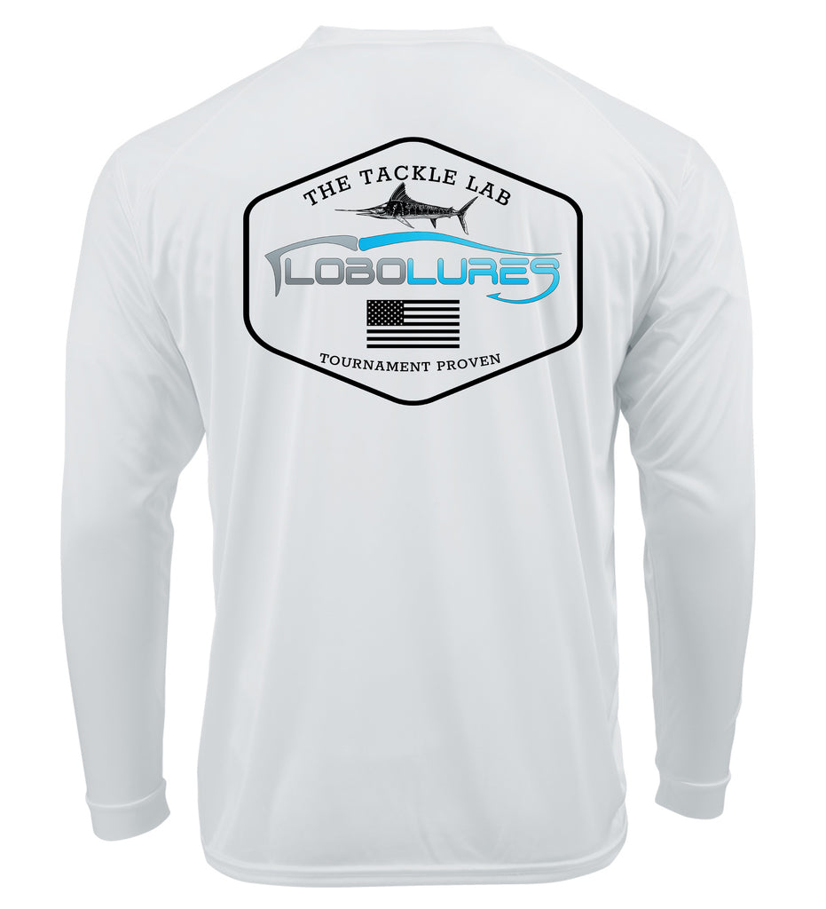 Lobo Lures Tackle Lab Performance Fishing  UPF-50+ T-shirt, Fishing apparel, Patriotic Fishing T-Shirt, Lobo Loures T-Shirt, HUK T-shirt, Southern Fin T-Shirt