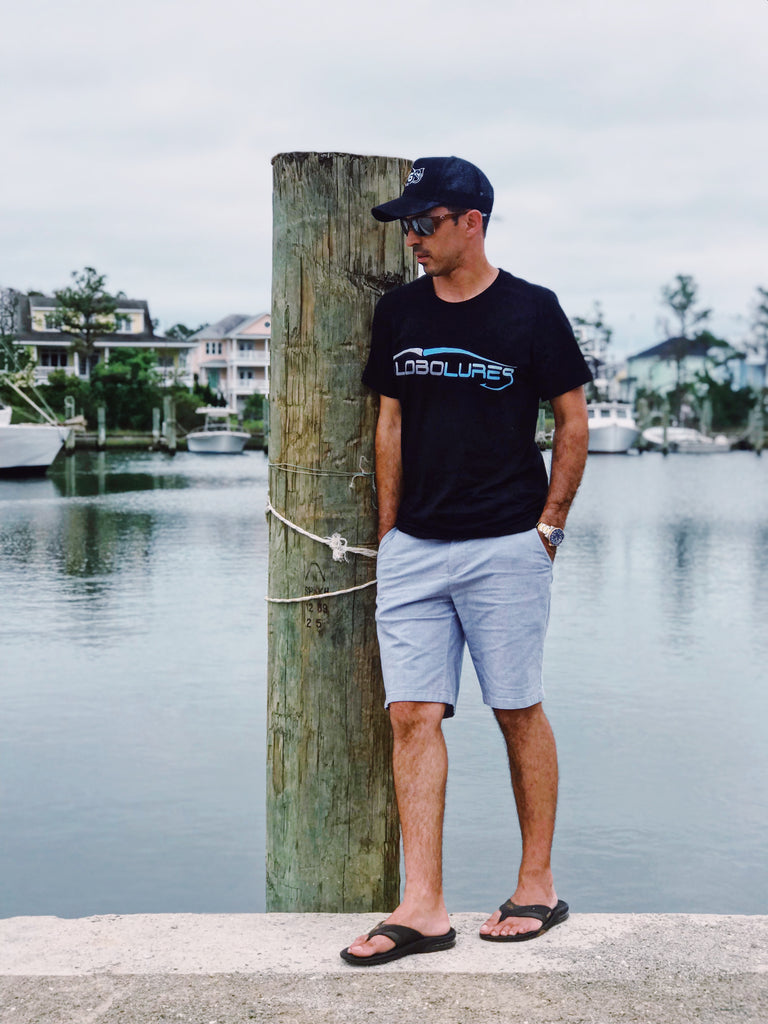 Lobo Lures Signature Lure Logo Premium Cotton T-Shirt Fishing Tee, Fishing Tackle T-Shirt, Fishing Apparel